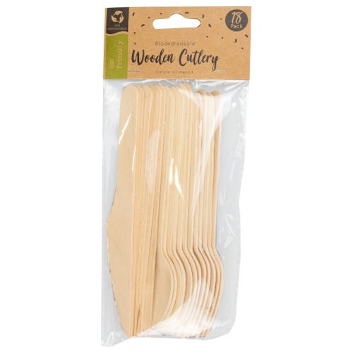 Wooden cutlery pack party - 18,