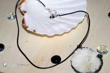 Natural Row Marine Coral from the Seabed with Black Leather Strap