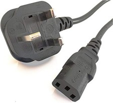 IEC C13 Cord Kettle Lead MainsUK Power Cable 3 Pin UK Plug For PC Monitor TV