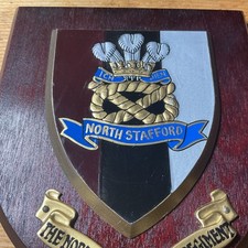 HAND PAINTED BRITISH MILITARY THE NORTH STAFFORDSHIRE REGIMENT SHIELD/PLAQUE
