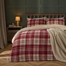 OHS Teddy Fleece Bedding Set Warm Winter Check Duvet Cover with Pillowcase