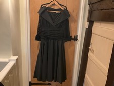 VINTAGE ELIZA J BLACK LACE sleeves 50'S style  COCKTAIL MIDI DRESS size 16;