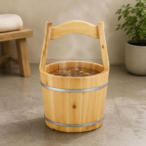 Wooden pail and ladle - pail,