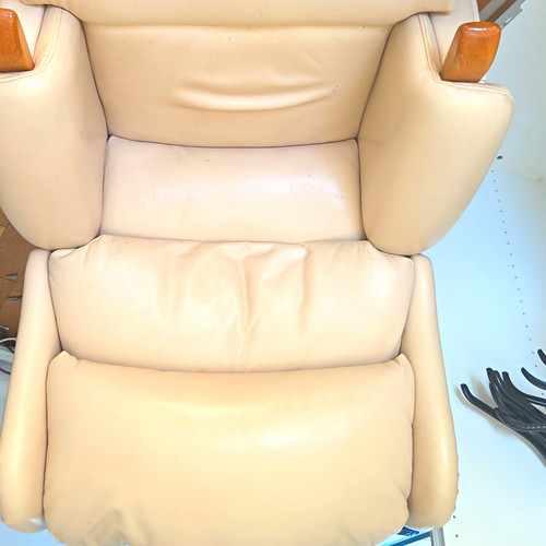 Beige leather recliner - leather,
