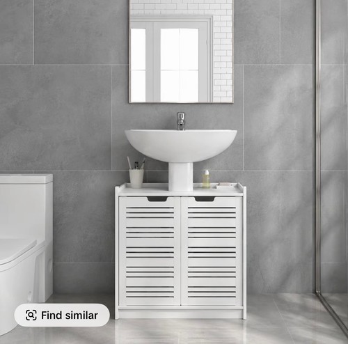 White double door under sink - under,