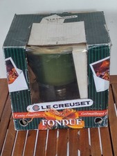 Vintage Le Creuset Green Cast Iron Enamel Fondue Set With Original Box