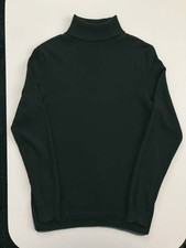 Mens New Look Fine Knit Cotton Roll Neck Jumper Dark Green Size Small