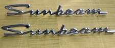 GENUINE NOS ROOTES SUNBEAM PAIR 2 BADGE EMBLEM SCRIPT CHROME