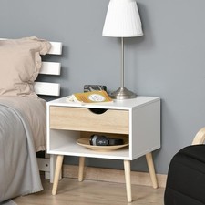 Bedside Cabinet Bedroom Table Drawer Freestanding Nightstand Storage Unit