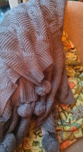 Cable knit grey sofa throw - cable,