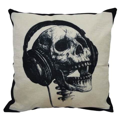 Skull with headphones cushion - headphones,