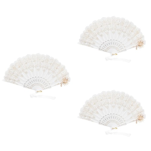 3pcs vintage lace folding fans - 3pcs,