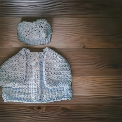 Hand crochet baby matinee coat - hand,