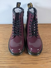 Dr Martens Youth 1460 Patent Girls Boots In Plum/Purple Size 13 UK/32 EU