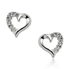 Lovely elegant Pair of 18ct White Gold Finish Heart Stud Earrings with Gift Box