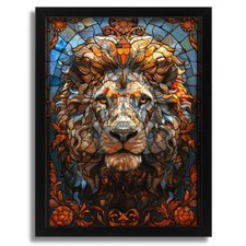 Stain Glass Lion Print Animal