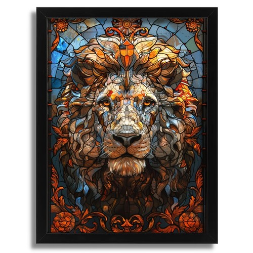 Stain glass lion print - stain,
