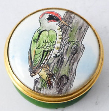 Hand-Painted Enamel Pill Box Woodpecker Design 30mm THS Toye Kenning Spencer