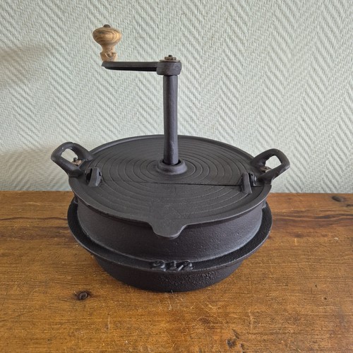 Antique coffee burner pan cast - antique,