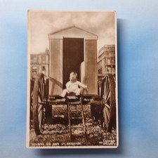Brighton Postcard Sussex 1910 Little Boy On A Bathing Machine "Holding His Own"