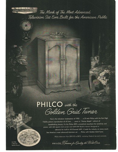 1952 philco vintage print - tv,