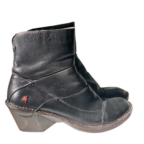 Art black leather ankle - art,