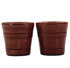 Bretby 2 X Beaker Style Basket Weave Vases