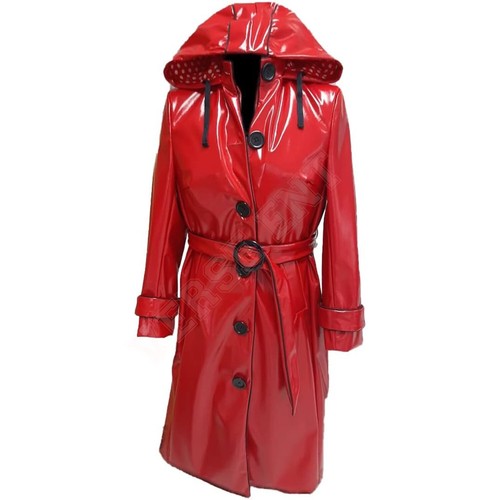 Women pvc leather trench - pvc,