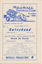 Millwall v Gateshead 1959/1960