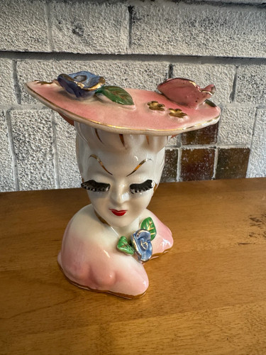 Vintage lady head vase planter - vase,