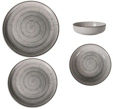 Dinner set service dinner plates bowls dessert Stoneware Nordic VORTEX -6pcs-