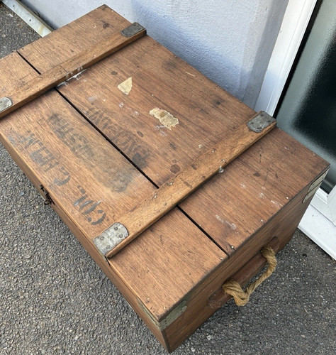 Military trunk teak antique - teak,