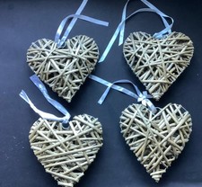 4x Wicker Hearts Wall Hanging