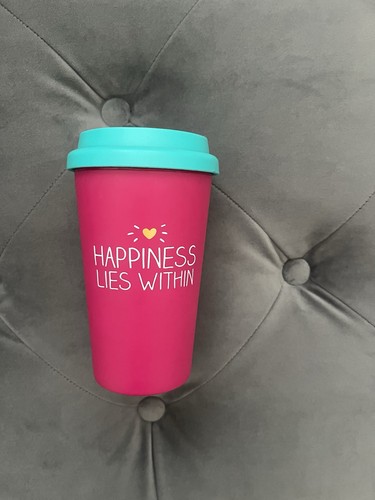 Pink travel mug for coffee - pink,