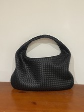 Women's Black Faux Leather Woven Bag With Zip Large Shoulder Bag Stylish Work