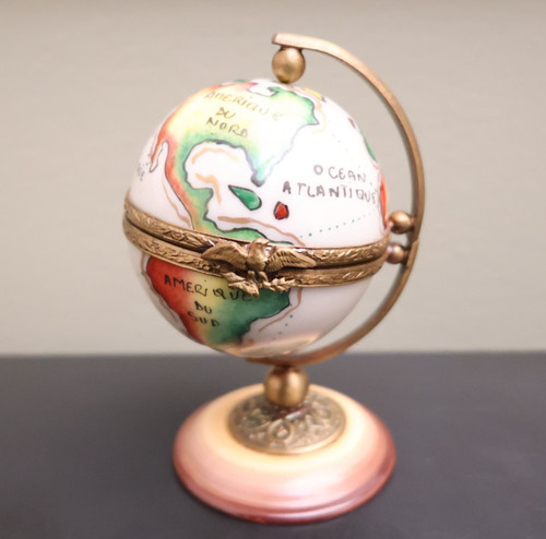 Limoges box globe - on, stand