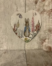 Slate Heart Hand Decoupaged Peter Rabbit Nursery Decor