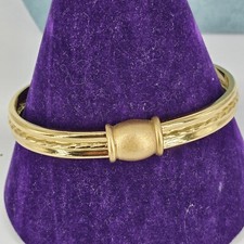 Monet Bangle Bracelet Chunky Textured Gold Tone  Approximately 7"