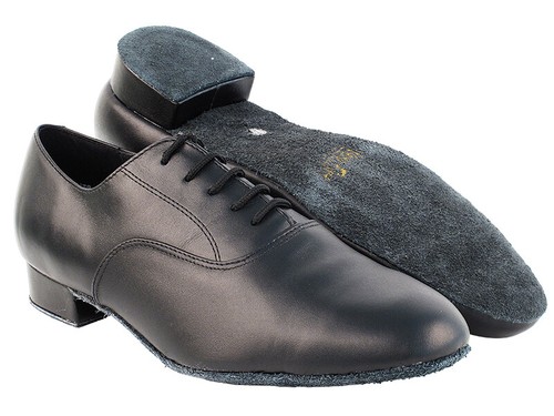 Wide men black leather dance - black,