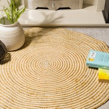 ⭐ Round Beige Jute Cotton
