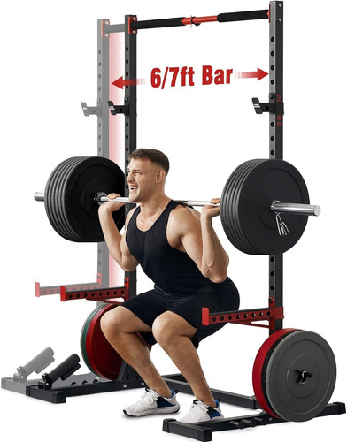Squat rack with pull - with, bar