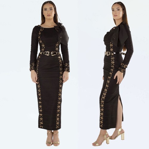 Black long sleeve - long, belted