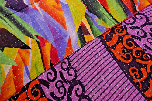 Vintage sari throw reversible - sari,