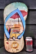 Vintage Retro Giant Flip Flop Sign Wall Plaque Beach Campervan Surf 48CM (H)