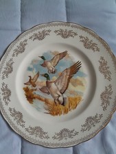 Vintage Gainsborough Porcelain Flying Duck Dinner Plate Gilt Trim 