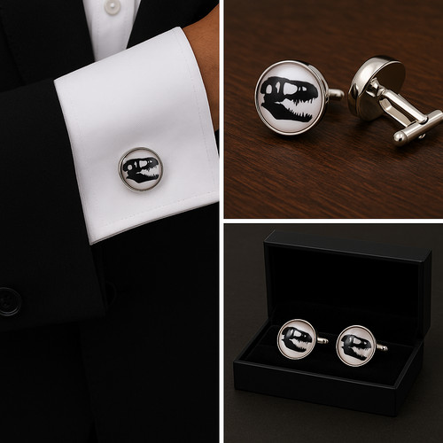 Dinosaur skull cufflinks 16mm - dinosaur,