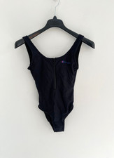 Champion Swimsuit Swimming Costume Black Zip Front One Piece UK 8 - NEW
