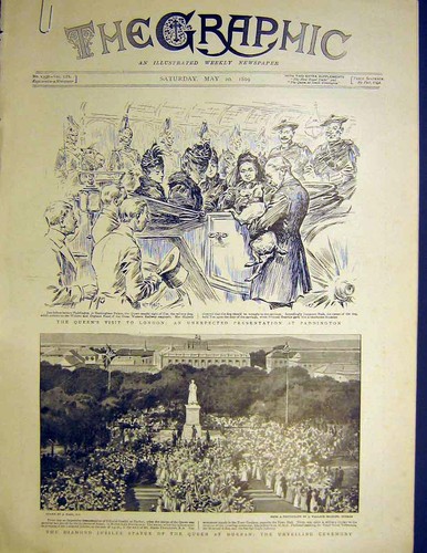 Old antique print queen london - old,
