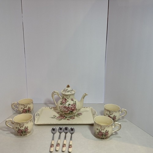Vintage floral tea set pink - floral,
