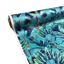 Palm Springs Duck Egg Digital Microfibre Plush Velvet Upholstery Curtain Fabric